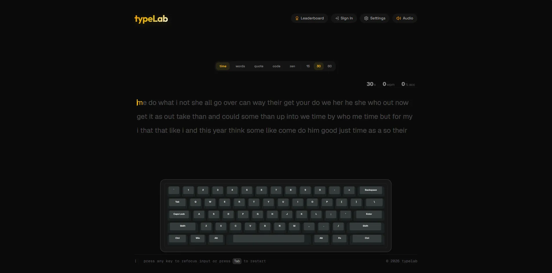 Typelab typing speed platform